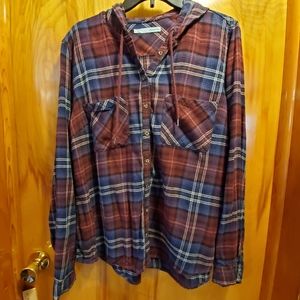 Maurices flannel button down hoodie